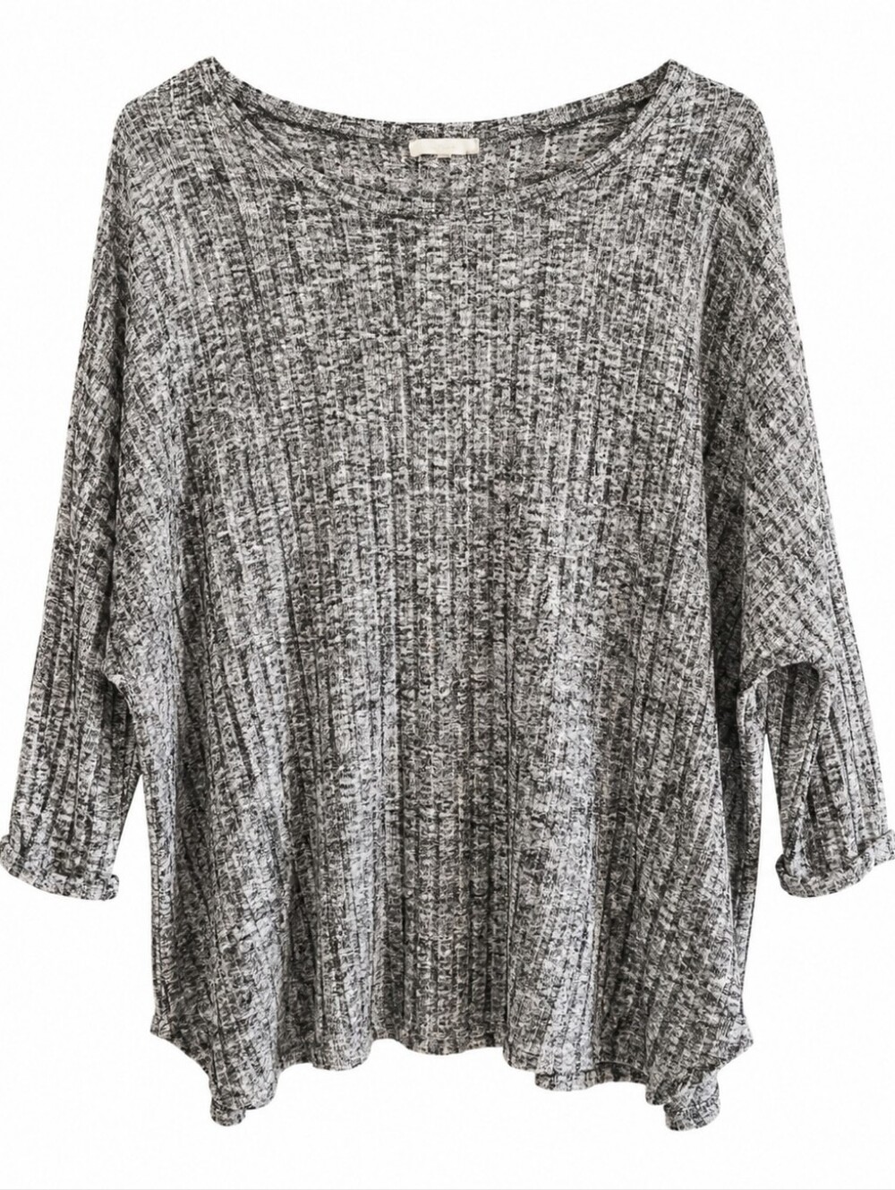 Crescent Women's Sweater Top Black And White Knit 3/4 Sleeve Drapey Size M